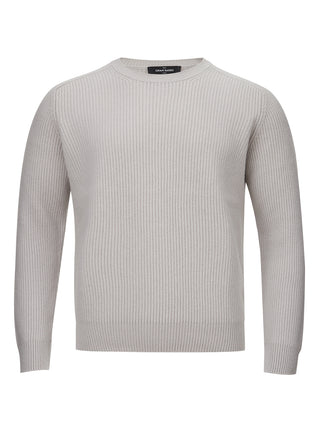 Elegant Grey Cashmere Round Neck Sweater
