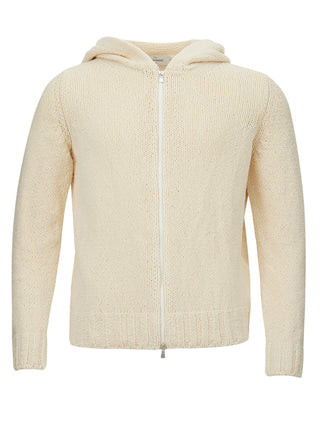 Cream Hooded Italian Cotton Cardigan