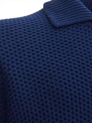 Elegant Wool Blu Zip Sweater