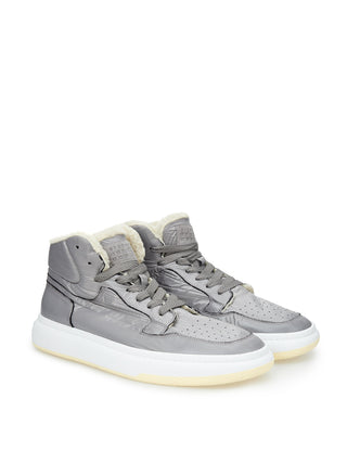Elevated Grey High-top Fur-lined Sneakers