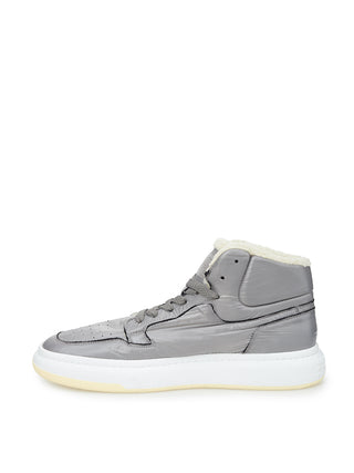 Elevated Grey High-top Fur-lined Sneakers