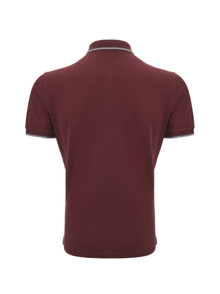 Bordeaux Cotton Polo Shirt with Crown Embroidery