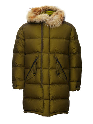 Elegant Quilted Long Parka with Fur-Trimmed Hood