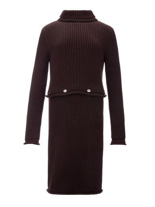 Elegant Ribbed Knit Cotton Pencil Dress