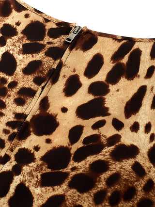 Elegant Leopard Print Silk Cropped Top