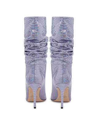 Lilac Reptile Print Leather Ankle Boot