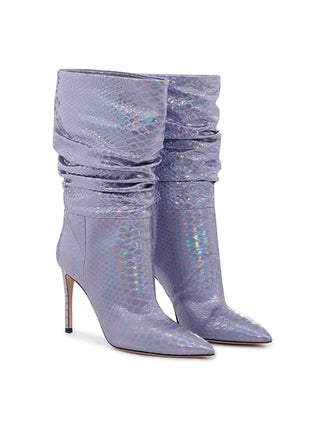 Lilac Reptile Print Leather Ankle Boot