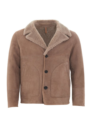 Elegant Sheepskin Leather Jacket In Brown