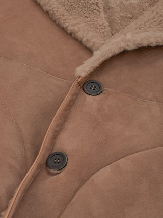 Elegant Sheepskin Leather Jacket In Brown
