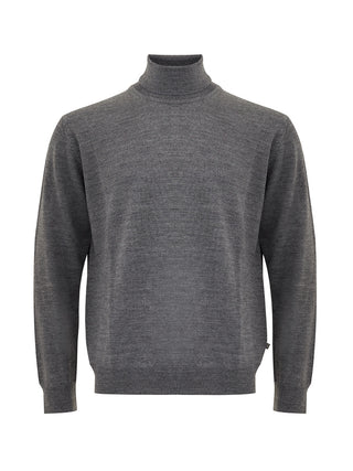 Elegant Grey Wool Turtleneck Sweater