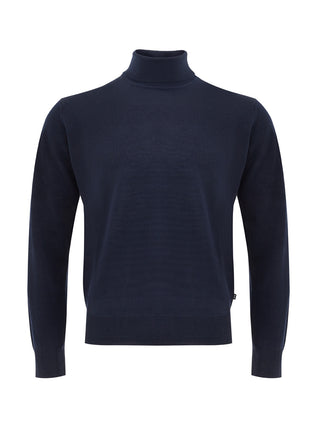 Elegant Blue Wool Turtleneck Sweater