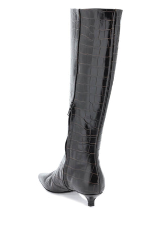 The Slim Knee-high Boots In Crocodile-effect Leather