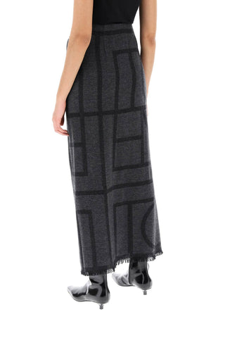 Monogram Wool Maxi Sarong Skirt