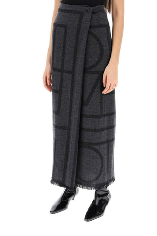 Monogram Wool Maxi Sarong Skirt