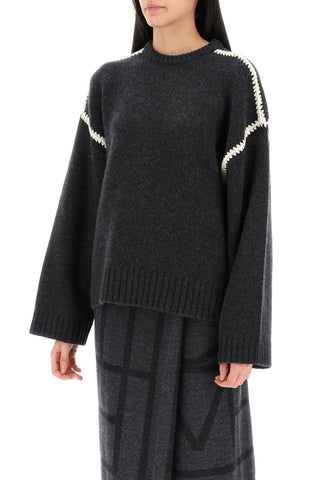 Sweater With Contrast Embroideries