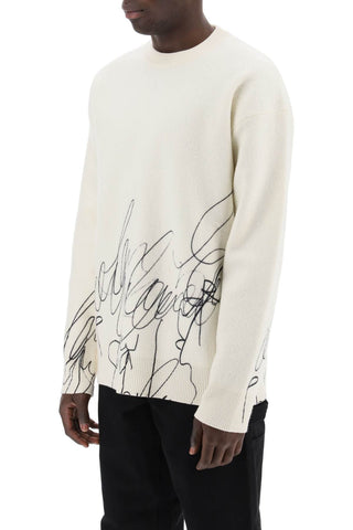 Scribble Print Wool Cotta Pullover