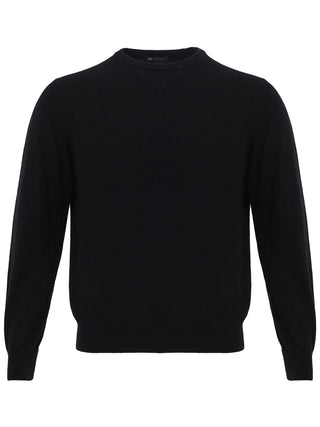 Elegant Black Round Neck Cashmere Sweater