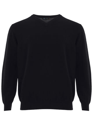 Elegant Black V-neark Cashmere Sweater