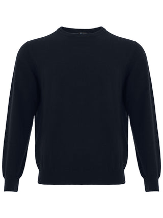 Elegant Navy Round Neck Cashmere Sweater