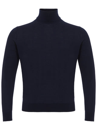Navy Cashmere-silk Blend Turtleneck Sweater