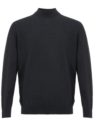 Elegant Dark Grey Cashmere Silk Sweater