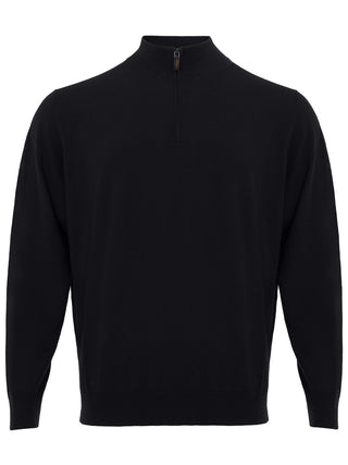 Elegant Black Cashmere Sweater With Zip Detail