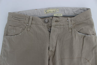 Beige Straight Fit Cotton Jeans For Men