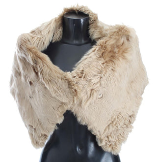 Elegant Alpaca Fur Shoulder Wrap In Beige