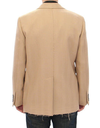 Elegant Beige Formal Wool Coat