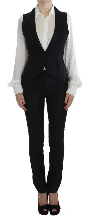 Elegant Three-piece Black Pants Suit