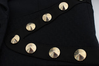 Chic Black Stretch Blazer With Gold Button Detail