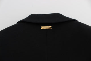 Chic Black Stretch Blazer With Gold Button Detail