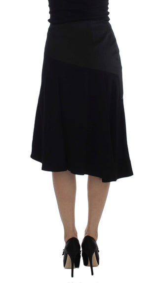 Chic Black And Blue Cotton Blend Skirt