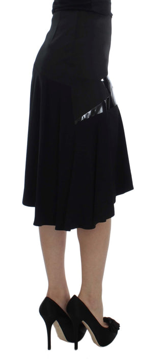 Chic Black And Blue Cotton Blend Skirt