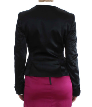 Chic Black And Pink Single-breasted Blazer