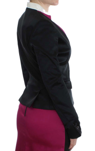 Chic Black And Pink Single-breasted Blazer