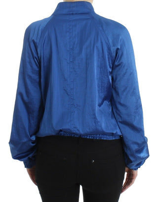 Chic Blue Bomber Jacket For Elegant Outings