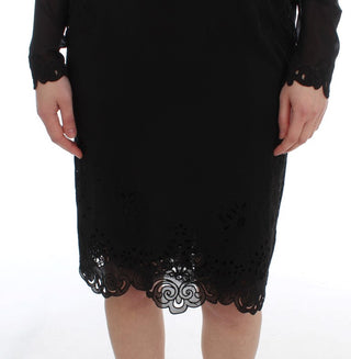 Elegant Black Floral Lace Sheath Dress