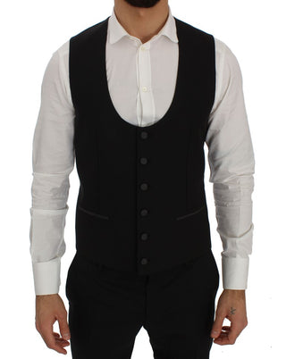 Elegant Slim Fit Black Wool Blazer