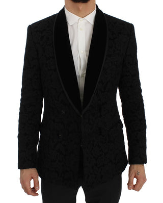 Elegant Slim Fit Black Silk-blend Blazer