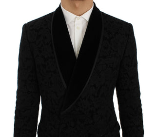 Elegant Slim Fit Black Silk-blend Blazer