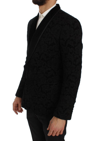 Elegant Slim Fit Black Silk-blend Blazer