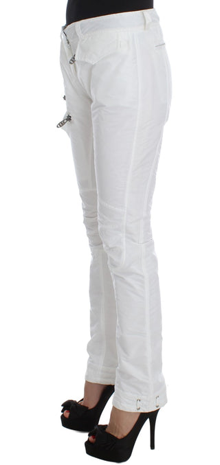 Chic White Nylon Cargo Pants By Italian Designer