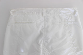 Chic White Nylon Cargo Pants By Italian Designer