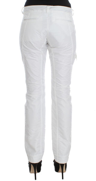 Chic White Nylon Cargo Pants By Italian Designer