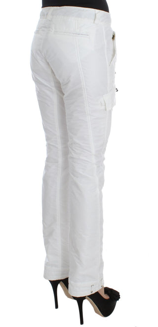 Chic White Nylon Cargo Pants By Italian Designer