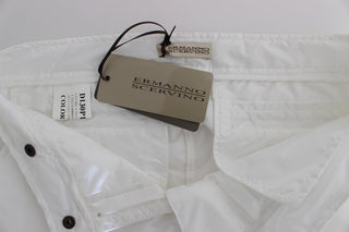 Chic White Nylon Cargo Pants By Italian Designer