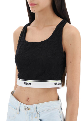 Sports Bra In Lace With Logoed Band