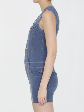 Mini Dress In Denim Trompe-l'oeil