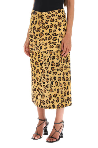 Carolyn' Midi Skirt In Leopard Ponyskin